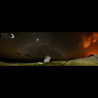 Panoramic image of the Milky way at the Punchbowl, St Agnes.