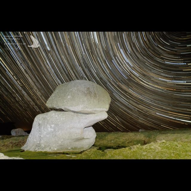 Startrails above the 'Punchbowl' on St Agnes