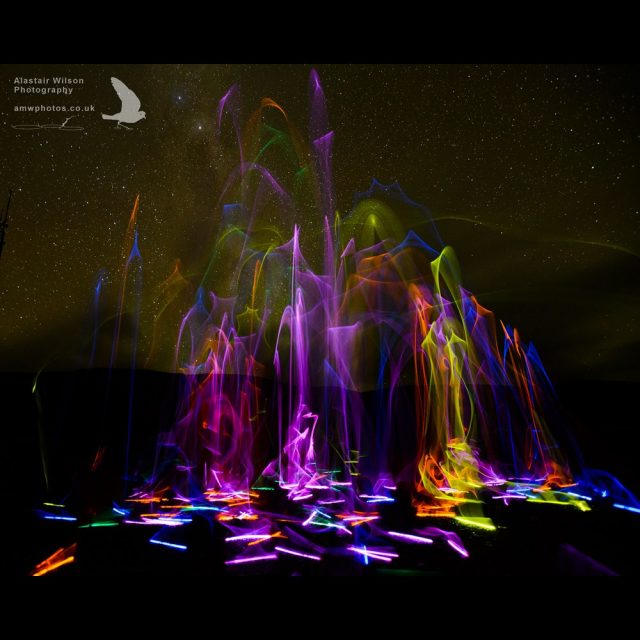 A fountain of glowsticks